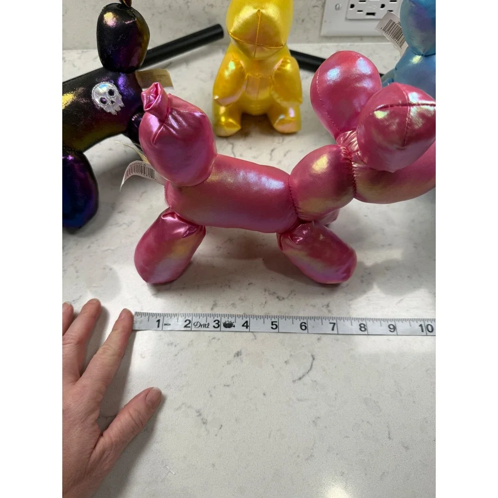 Balloon Animal Plush Set 4pc Iridescent Metallic Dog Bunny Pop Art Toys 204052-A
